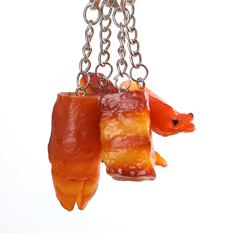Play House Toy PVC Simulation Food Food Model Fake Chicken Wings Trotter Roast Chiken Backpack Key Ring Pendant