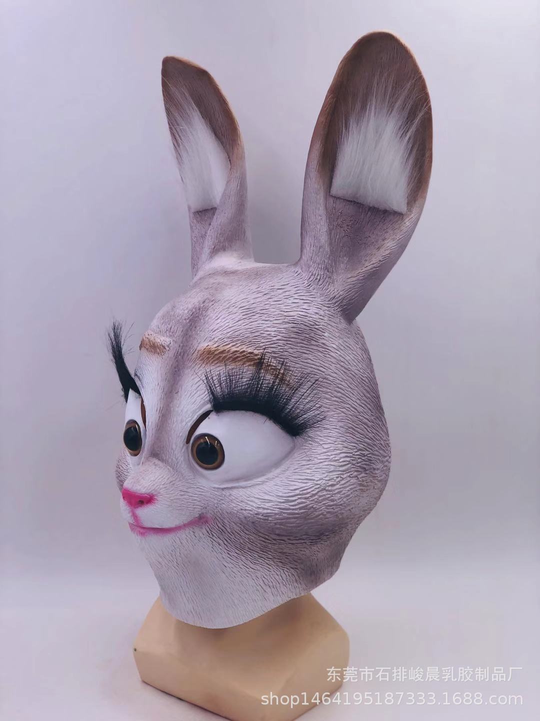 万圣节电影疯狂动物城同款卡通朱迪兔子乳胶面具化妆舞会道具