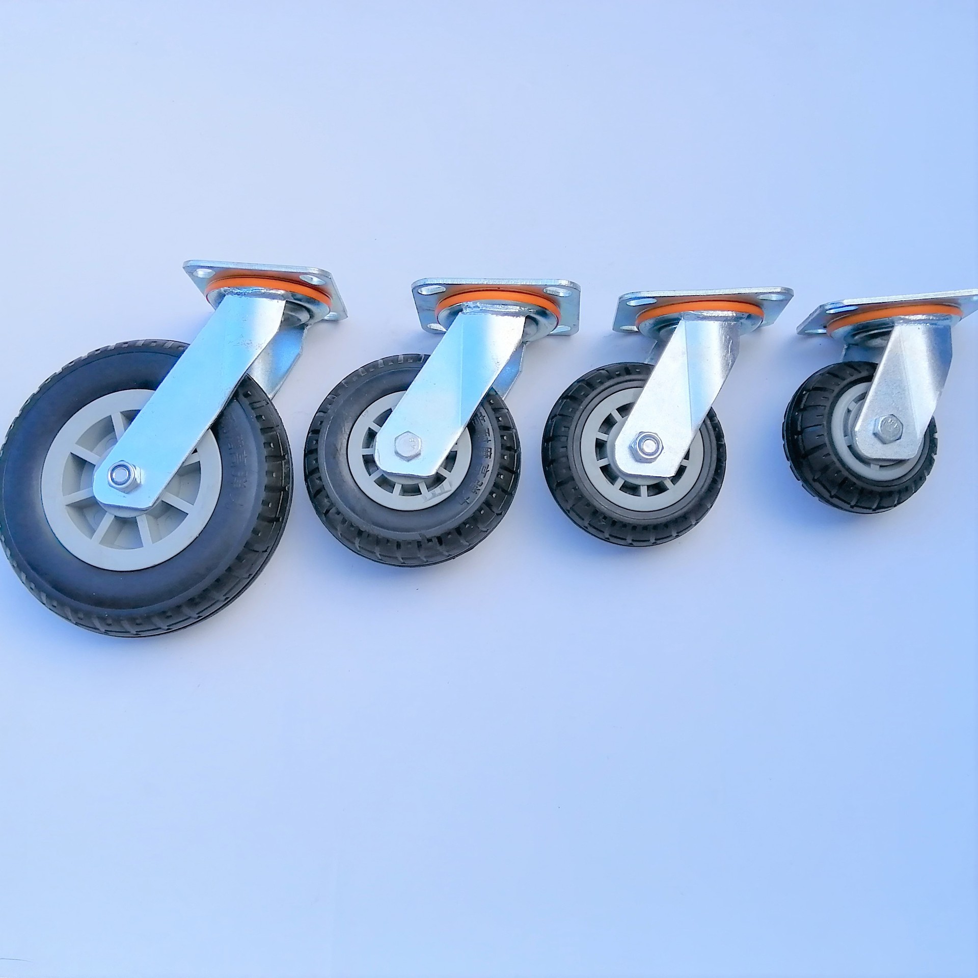 供应脚轮万向轮高弹力轮橡胶轮工业轮重型轮白芯黑胶轮定向轮