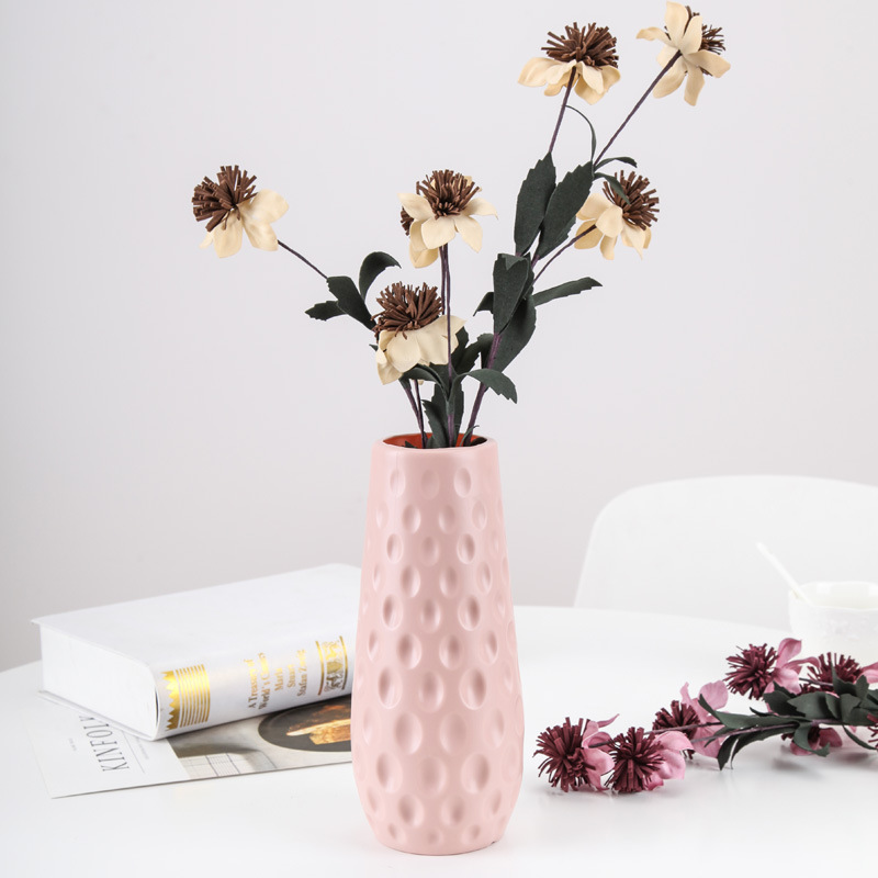 plastic vase european-style colorful decorative vase dried flower plant flower container imitation glaze home decorations