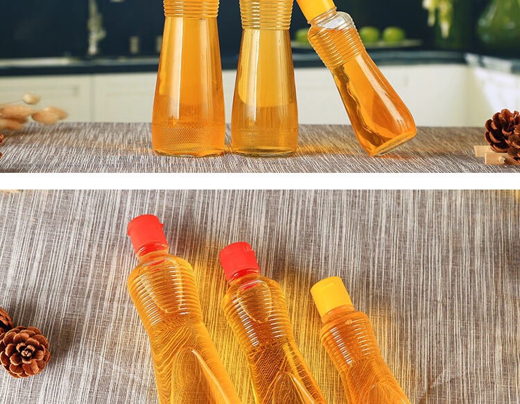 麻油瓶玻璃带盖半斤一斤装香油瓶防漏商用螺纹锥形密封芝麻油空瓶