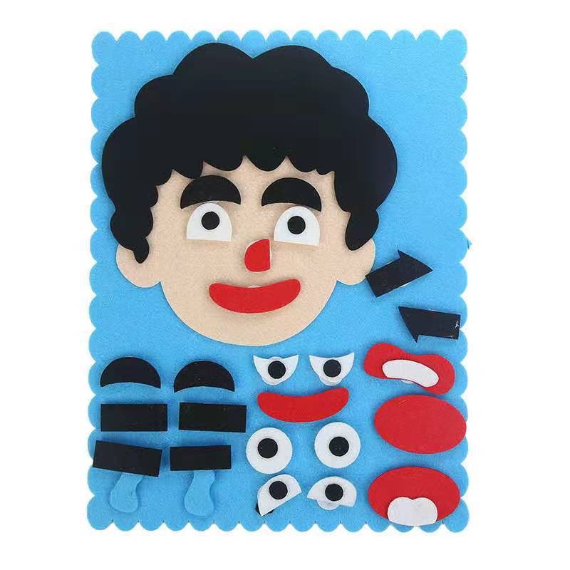 幼儿园手工diy制作不织布材料包益智玩具儿童换五官表情贴画贴纸