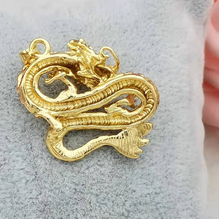 精品黄铜镀金祥龙男士吊坠电镀铜饰品仿黄金首饰实体电商货源批发