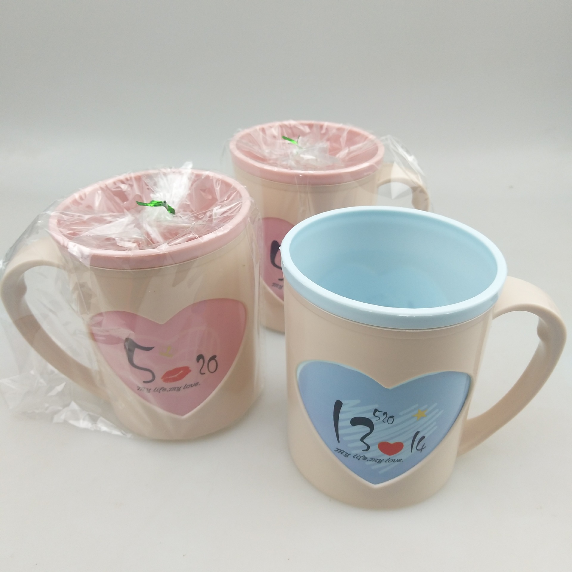 2元超市 货源 加厚 双层 刷牙杯 子 茶水杯 印花 杯子 情侣