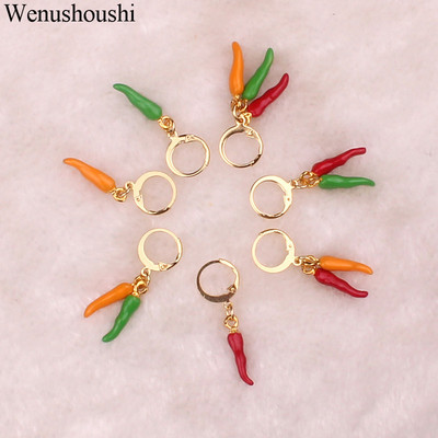 个性小辣椒耳环三色嘻哈风耳扣ins时尚金色淑女耳饰土酷气质首饰