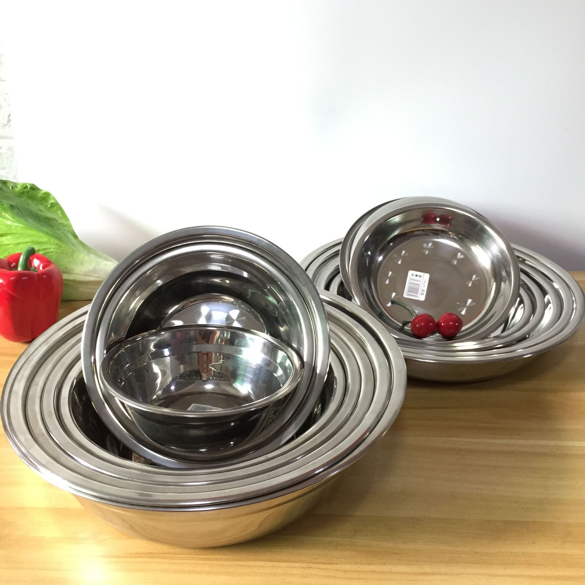 201无磁不锈钢汤盆圆盘子 加厚加深盘08厚汤碗打饭盘 酒店用品