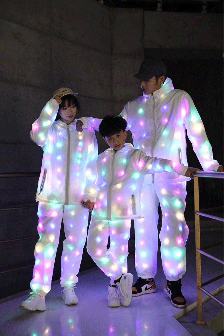 led灯发光衣中小学生t恤夜光班服定做儿童闪光演出团体服印字logo