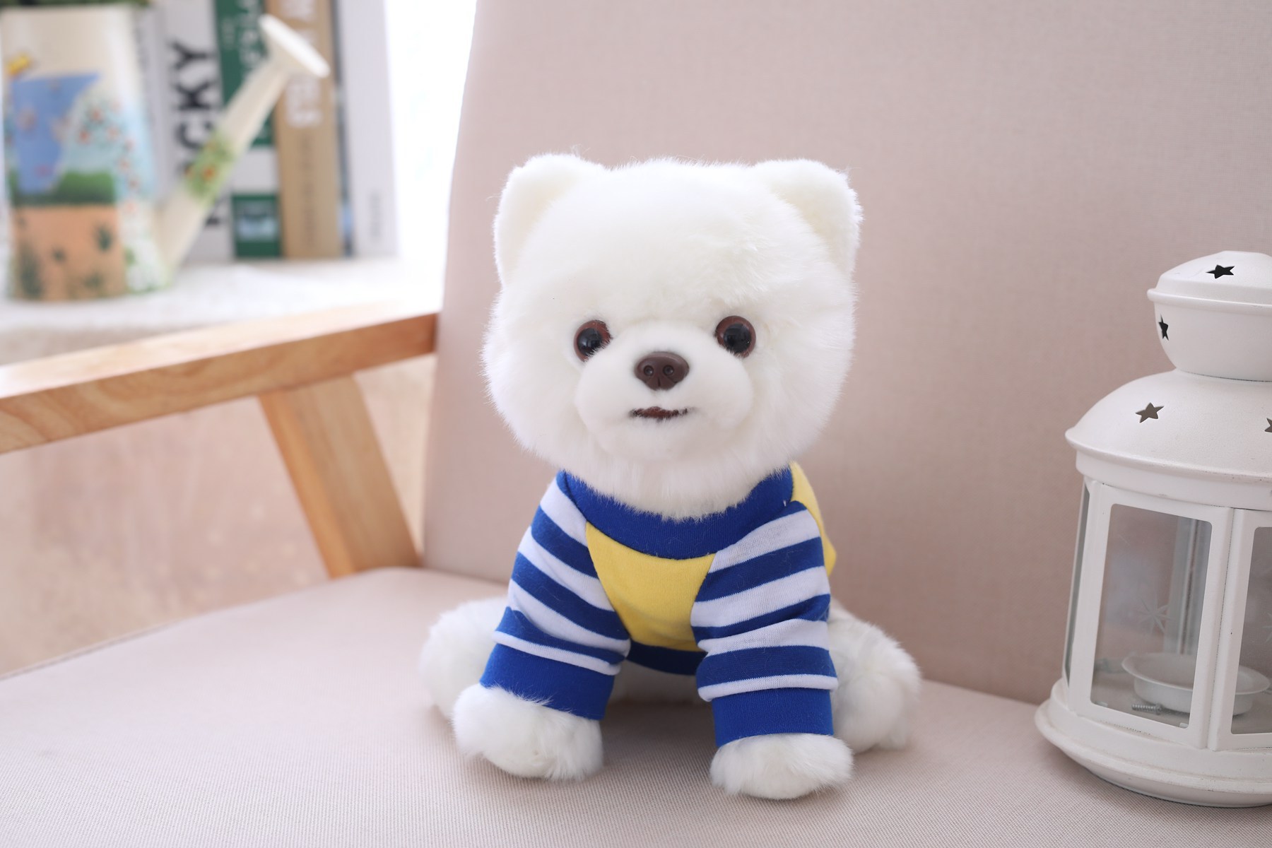 可爱仿真毛绒玩具狗穿衣博美犬小狗公仔玩偶布娃娃儿童生日礼物