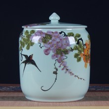 手绘 景德镇陶瓷米缸米桶25斤装家用防潮缸油缸水茶缸储米罐带盖
