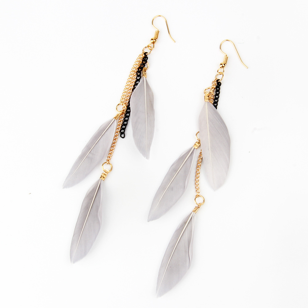 民族风复古女士飘逸羽毛耳环欧美潮流波西米亚风耳环便宜耳坠