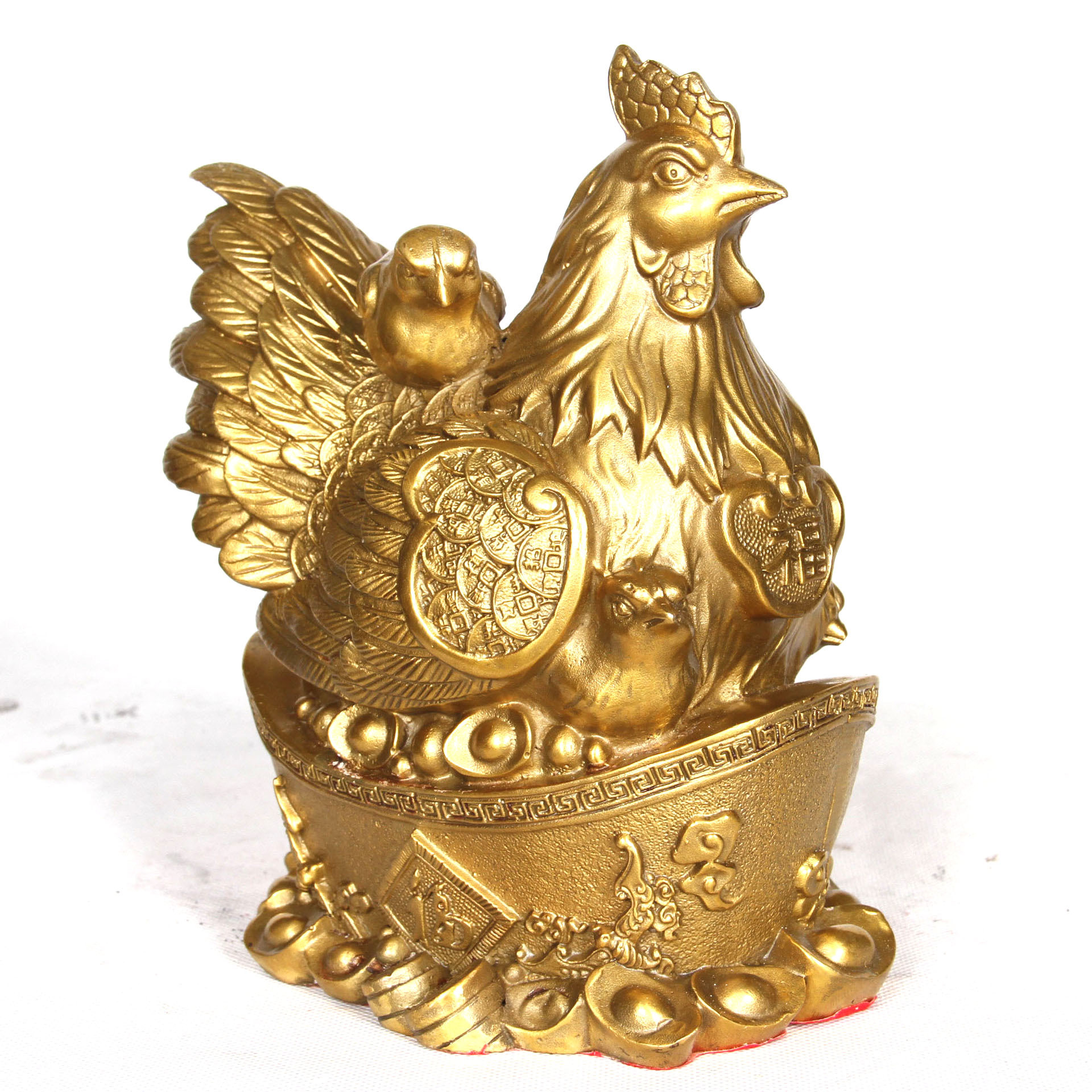 杨铜记厂家批发纯铜元宝鸡福字元宝鸡摆件家居办公赐福