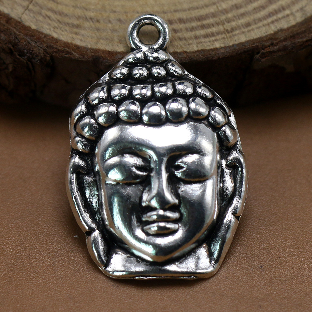 厂家批发 diy手工加工吊坠 古银色大如来佛头头像锌合金配件29*20