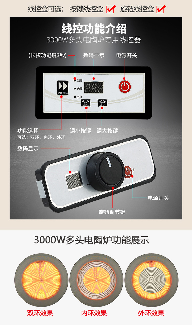 光明厂家 商用电陶炉多头多眼电磁炉3000w大功率四六头砂锅煲仔炉