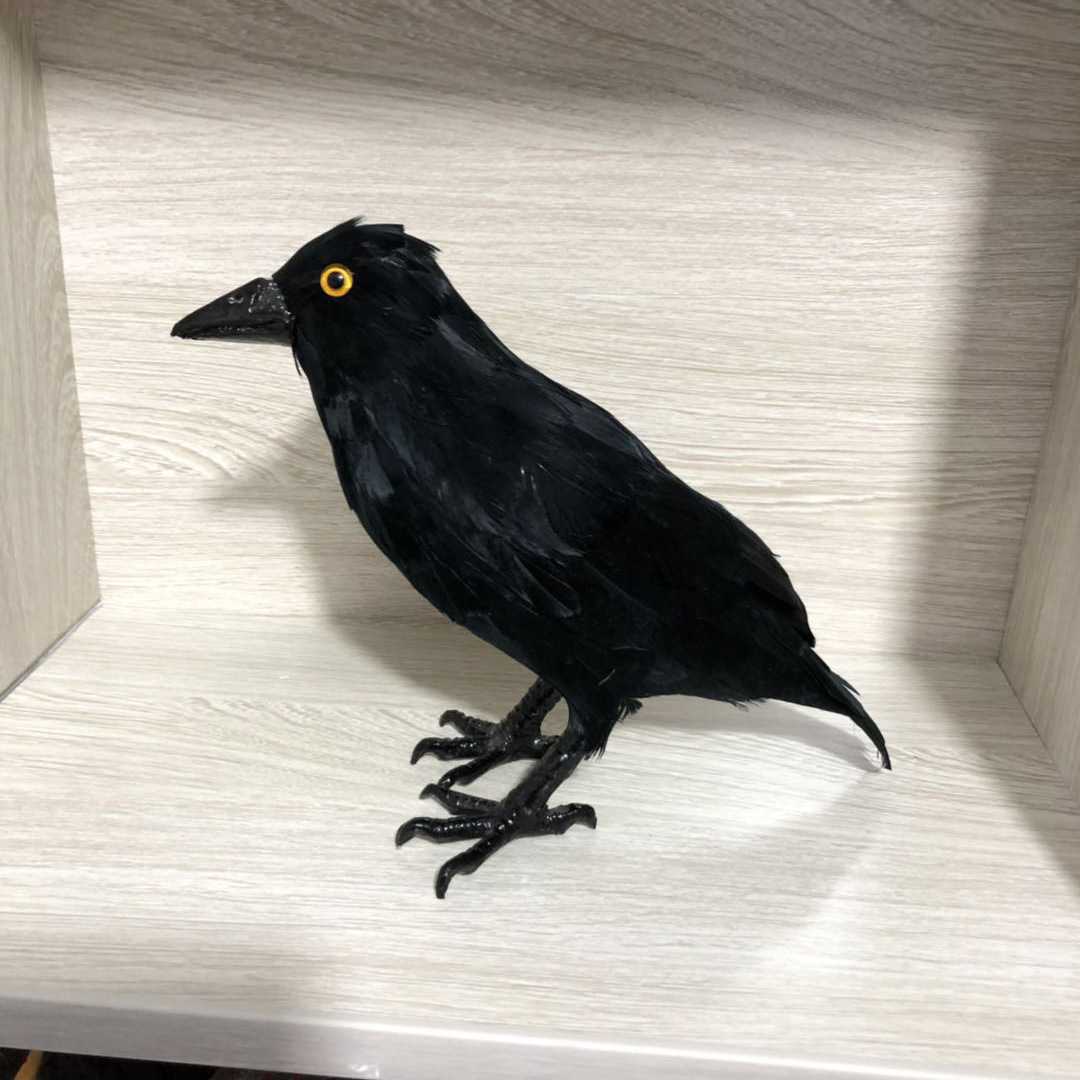 仿真乌鸦羽毛动物万圣节道具仿真乌鸦羽毛制作乌鸦厂家直销