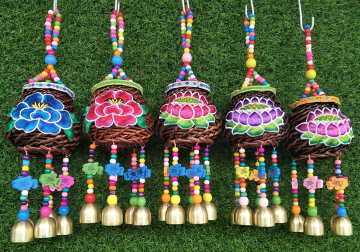 厂家直供柳编笔筒风铃丽江东巴风铃挂件饰品云南饰品工艺品