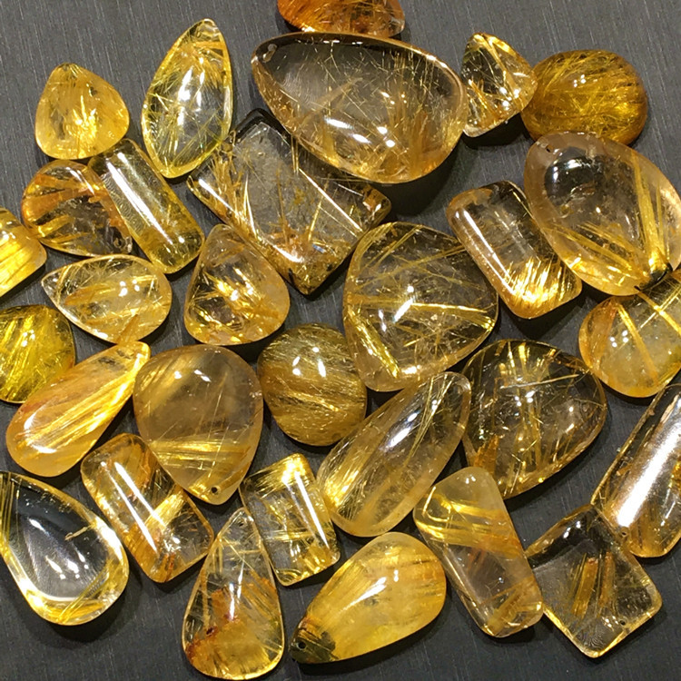 天然钛晶吊坠金发晶钛金水晶水滴吊坠吊坠