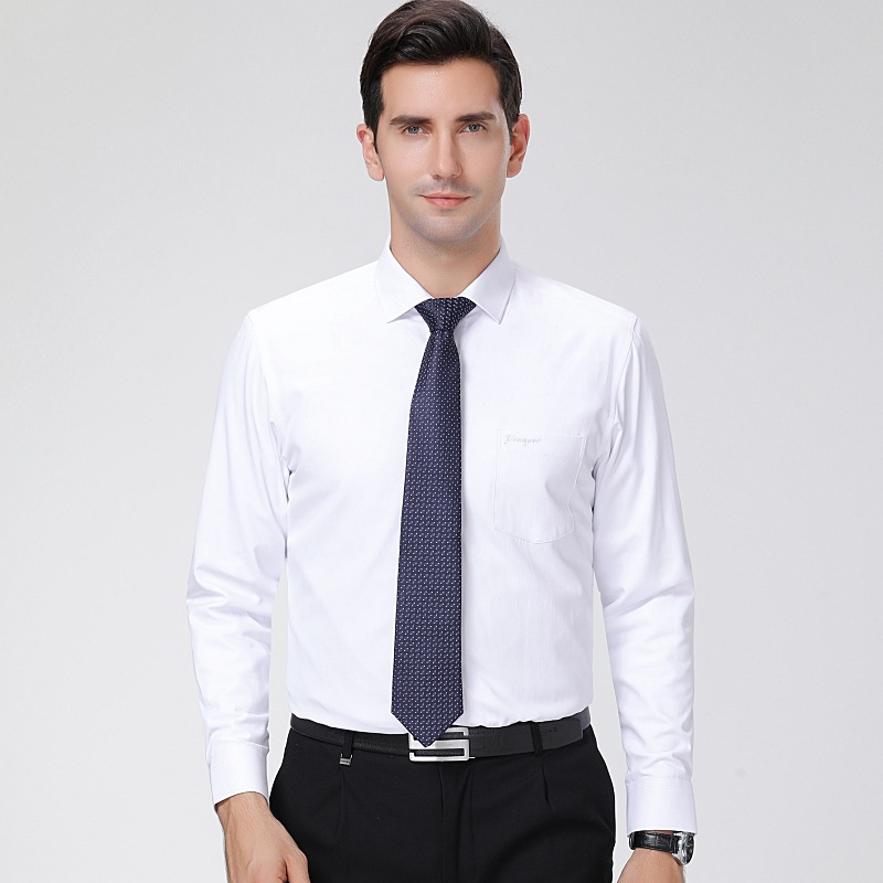 冬季男士保暖白衬衫工装商务职业正装棉纯色长袖加绒加厚白领衬衣