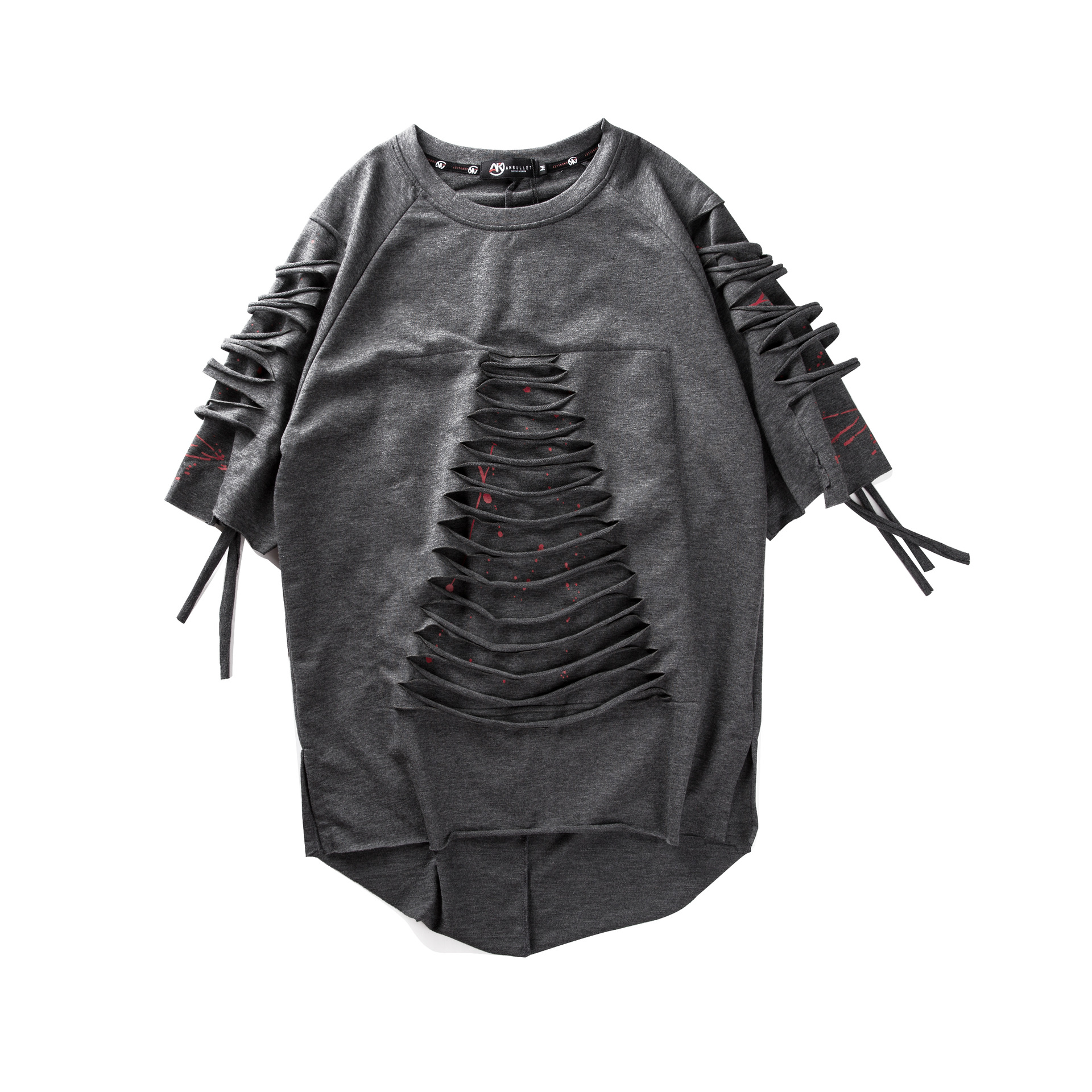 男装夏季欧美街头潮流嘻哈破洞短袖t恤男士原宿风宽松休闲t恤