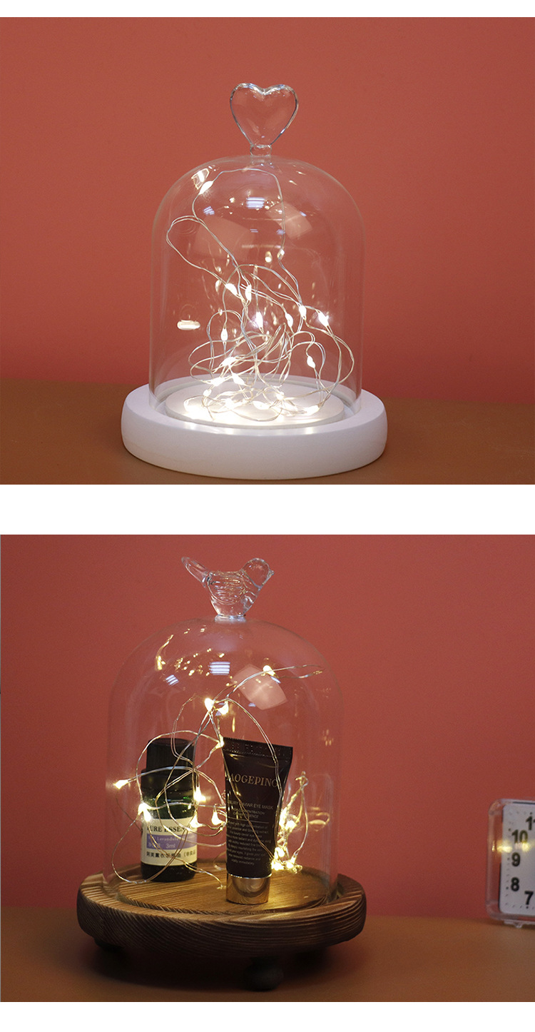 透明玻璃罩永生花带灯玻璃罩 3d手摸防尘罩 情人生日礼物厂家批发