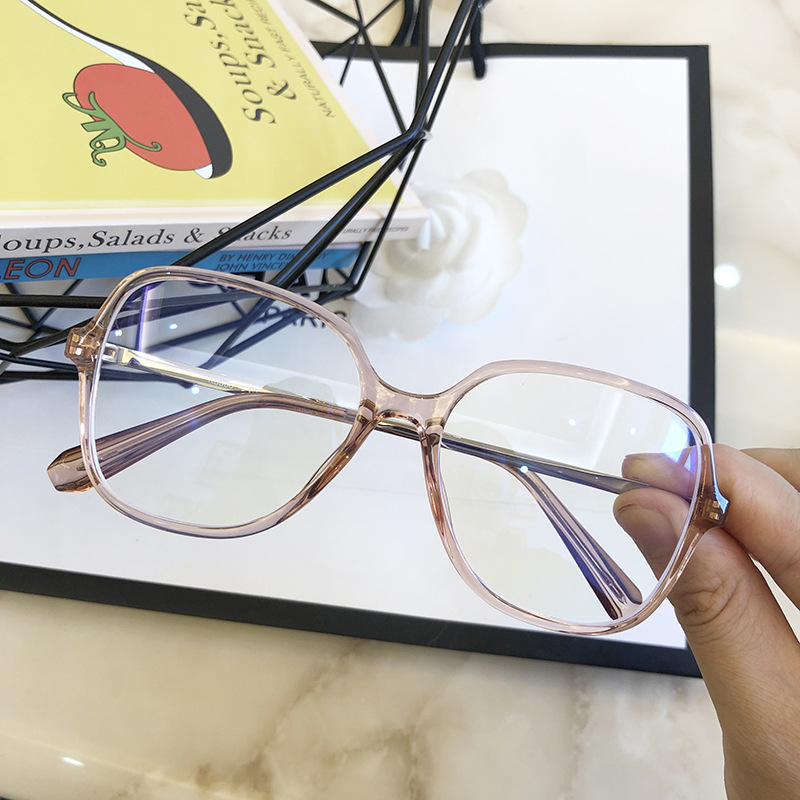 tr90方形透明框防蓝光平光镜男女同款ins潮个性框架眼镜配近视镜