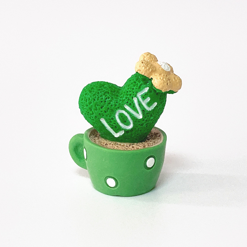 Cute Shaking Head Spring Car Decoration Animal Cactus Small Pot Plant Resin Decorations Cake Baking Decorations