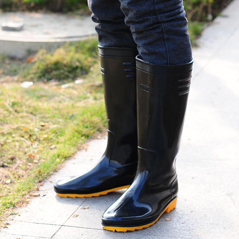 工厂直销工地水鞋高筒雨鞋男士高加厚雨靴防水防滑耐酸碱劳保鞋