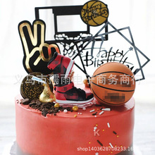 篮球蛋糕装饰摆件 男生篮球运动潮流运动鞋 搪胶球鞋摆件