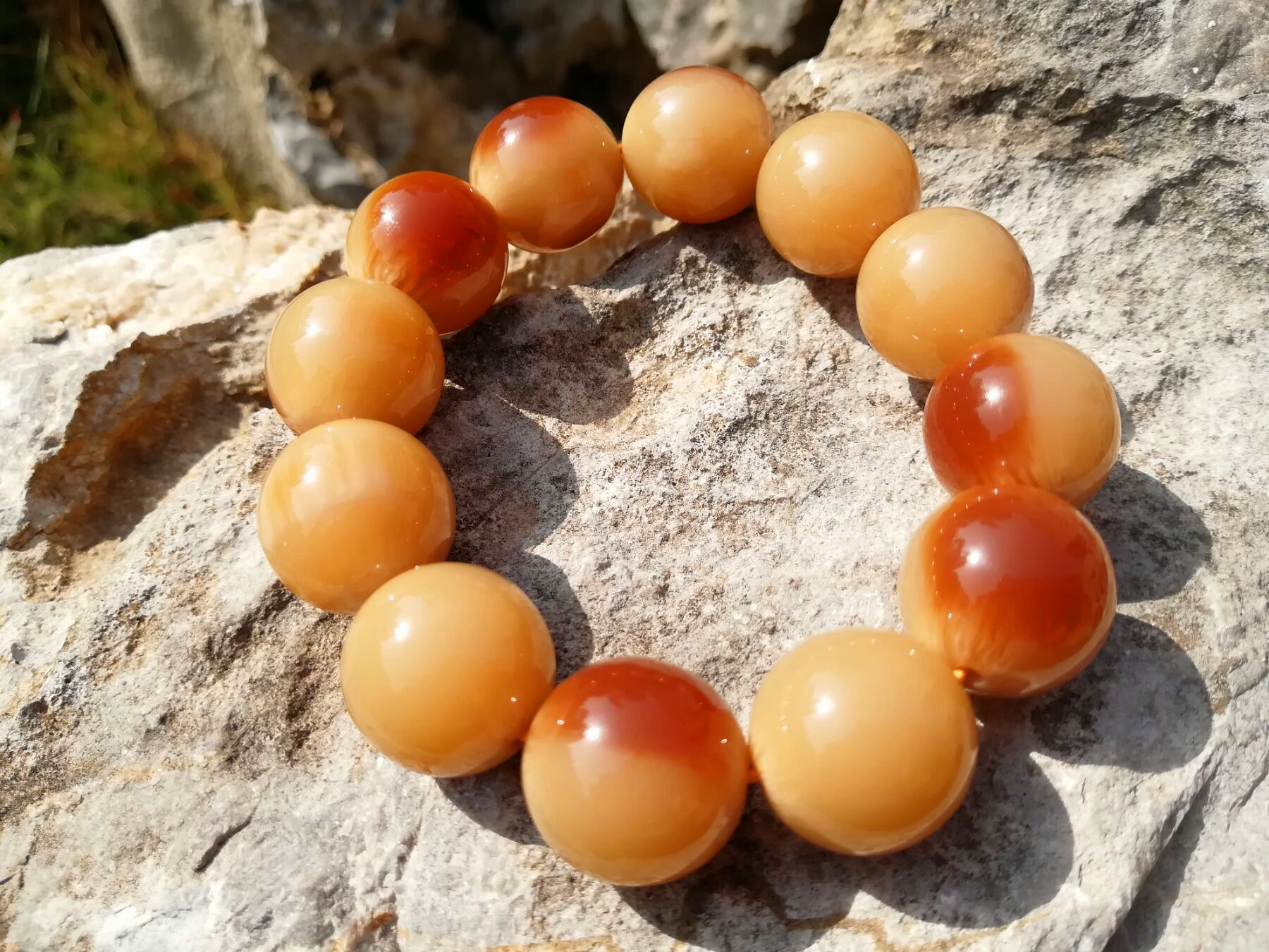 牛角手串金丝牦牛角佛珠手链男女念珠把玩牛骨灵骨西藏式饰品礼品