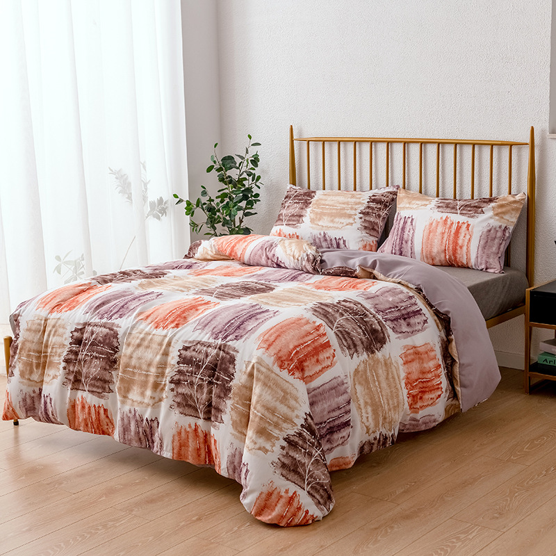 亚马逊ebay跨境家纺床品水墨涂鸦三件套外贸出口 bedding定制床单