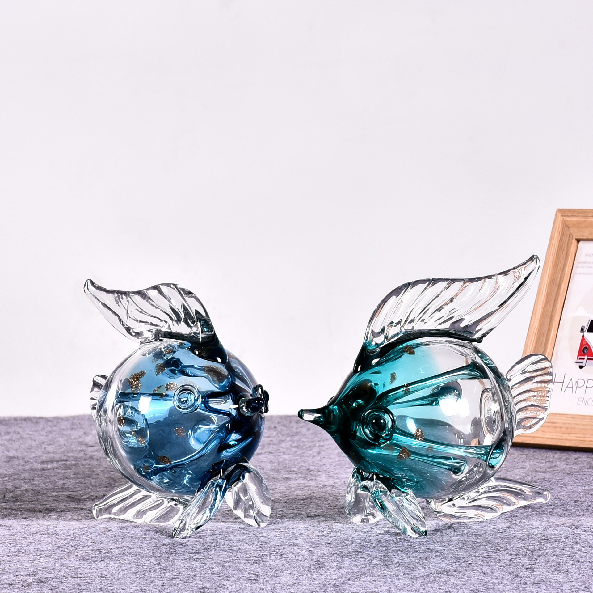 玻璃鱼摆件 批发 高档工艺品装饰品 玻璃金鱼摆件礼品客厅摆件