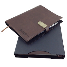 带金属磁扣礼品本册黑卡盒包装16G32G双层软皮活页本套装压印LOGO