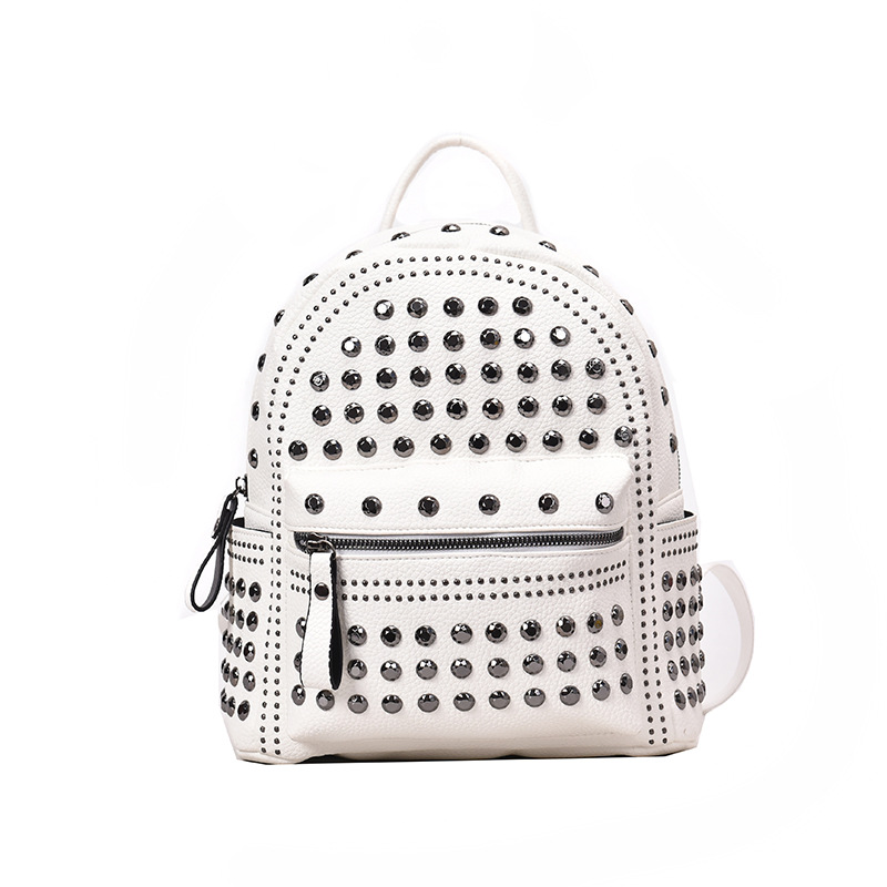 INS Super Hot Rivet Small Backpack for Women 2022 New Fashion Student Mini Schoolbag PU Leather Casual Backpack 1