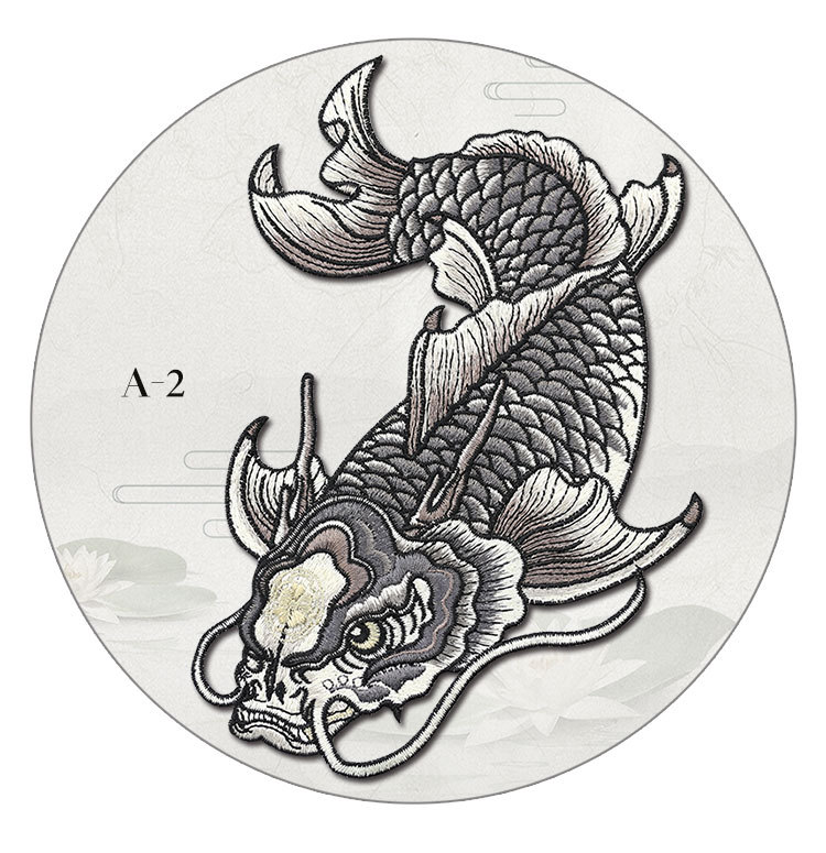 锦鲤对称布贴大号日本和风鲤鱼衣服装饰补洞补丁百搭绣片无胶手缝