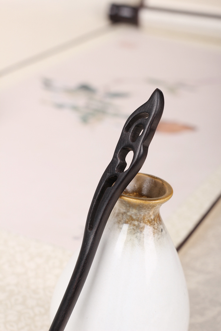 挽月手工乌木古风发簪黑檀木簪子汉服配饰发钗步摇复古盘头发饰品