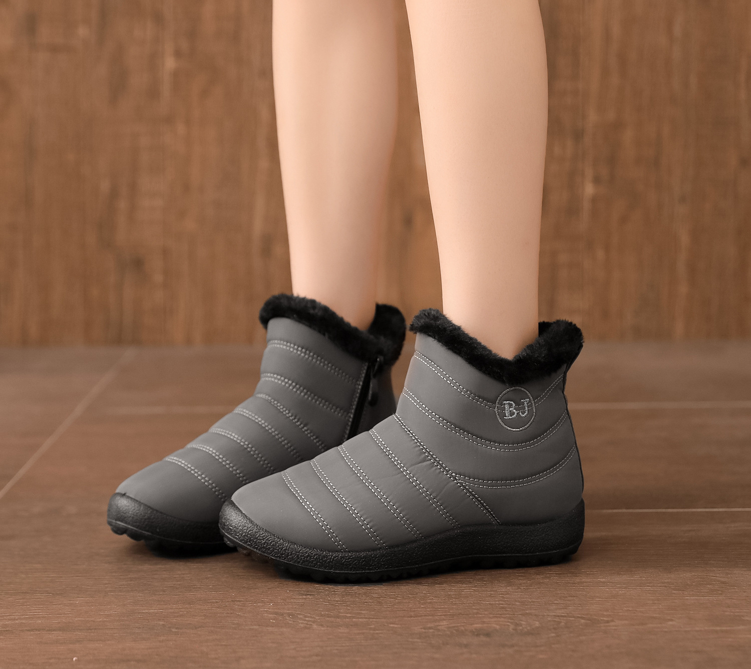 2019秋冬新款女棉鞋防滑防水中筒拉链雪地靴smt亚马逊跨境大码43