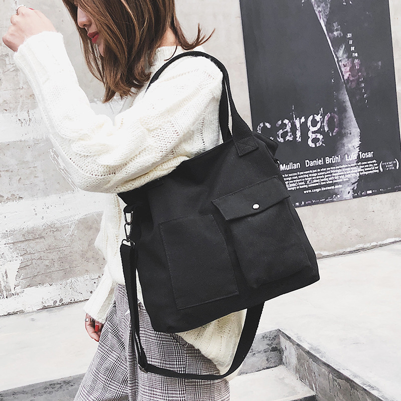 Crossbody Canvas Bag Female Student Artistic Korean Style Shoulder Korean Harajuku Style Simple All-Matching Cloth Bag Women's Bag