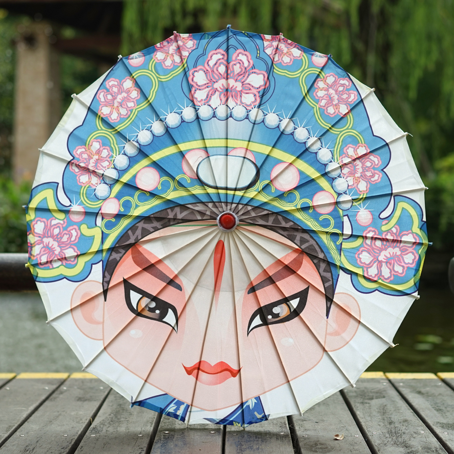 京剧脸谱油纸伞川剧绸布伞中国风花纸伞餐厅酒店装饰伞吊顶展会