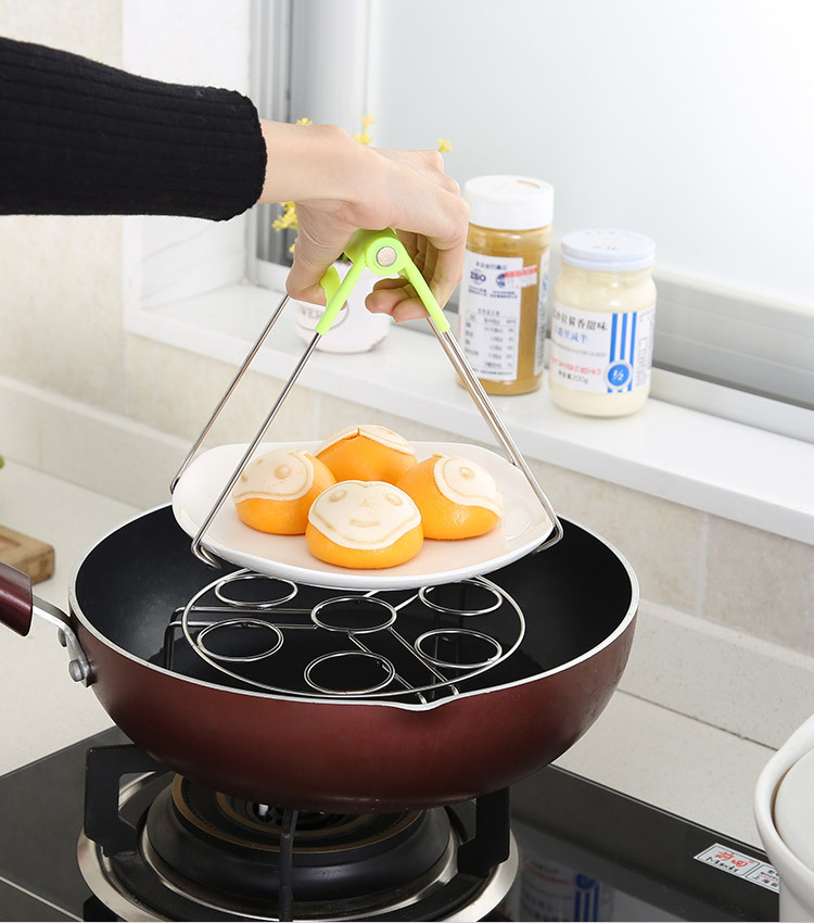 304不锈钢三角鸡蛋蒸架7孔双层折叠多功能蒸蛋架小号烹饪蒸笼套装