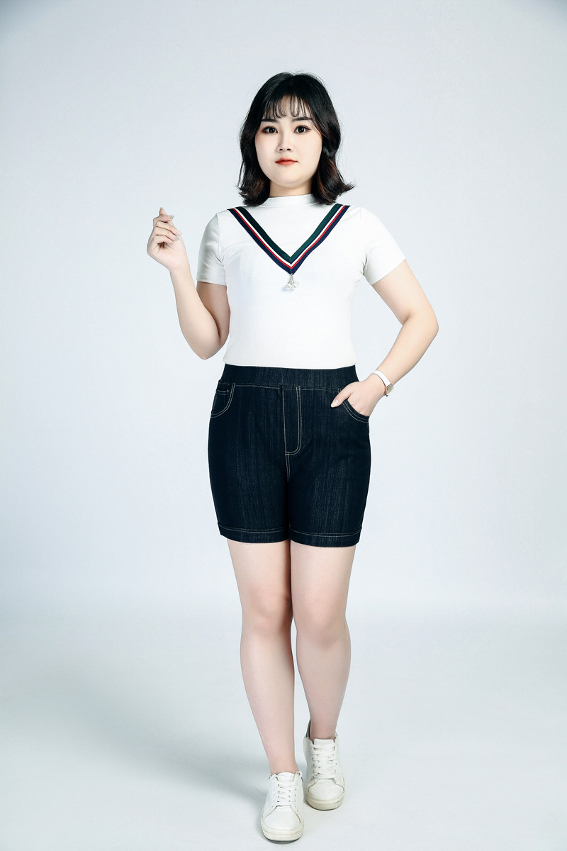 300斤大码高腰牛仔短裤女夏装胖mm200斤女裤宽松加肥加大显瘦短裤