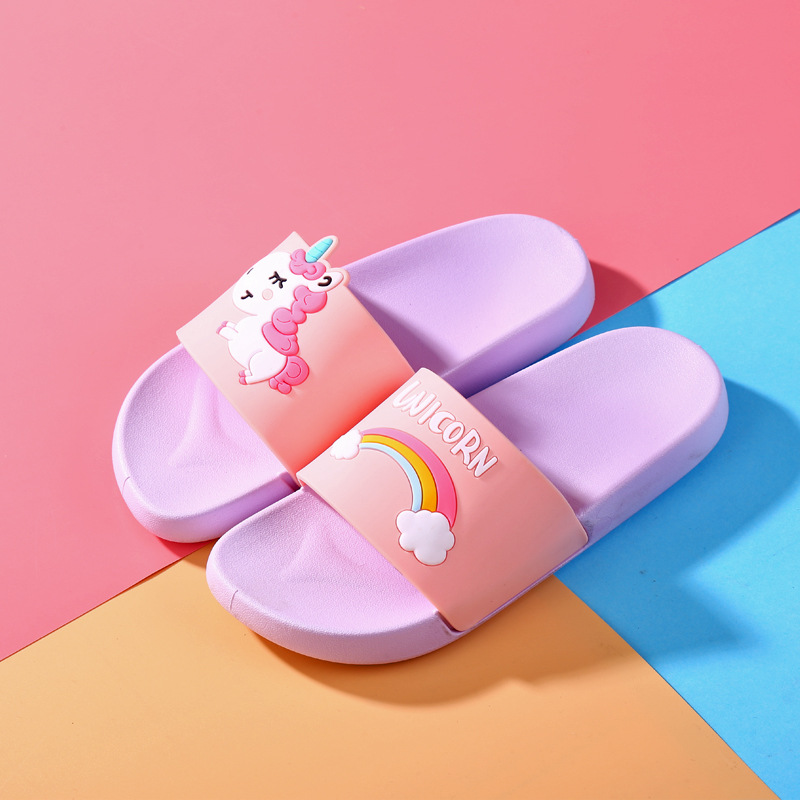 New Summer Baby Cute Cartoon Pony Parent-Child Children Thick Bottom Home Indoor Non-Slip Slippers for Outdoor Summer