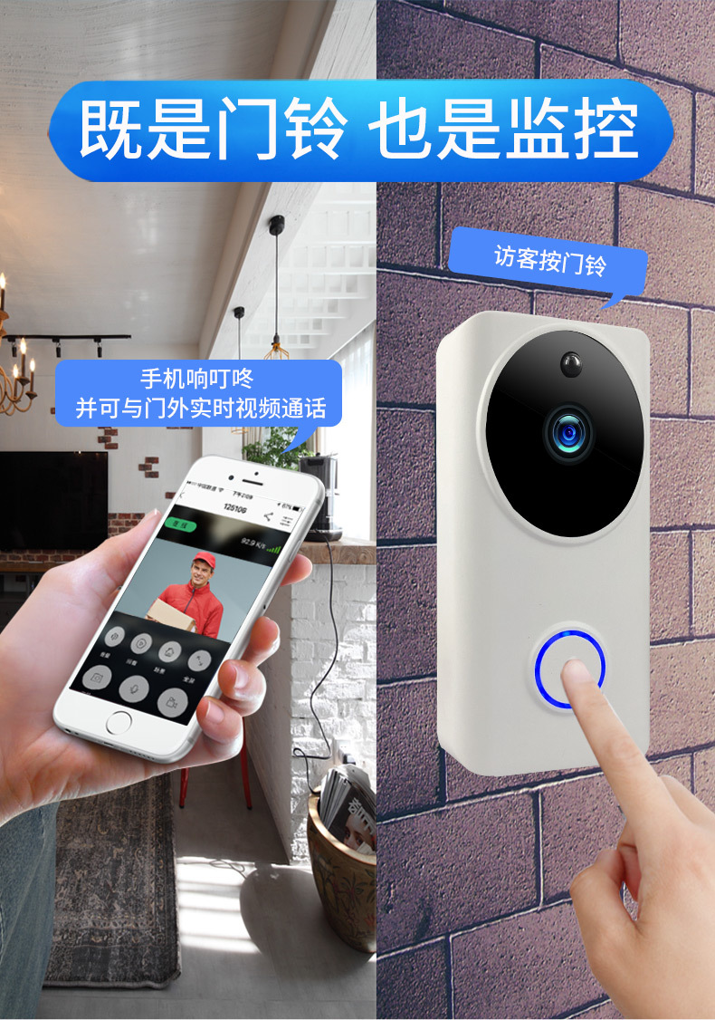 涂鸦智能 wifi可视门铃 远程监控智能无线门铃 家用视频语音对讲