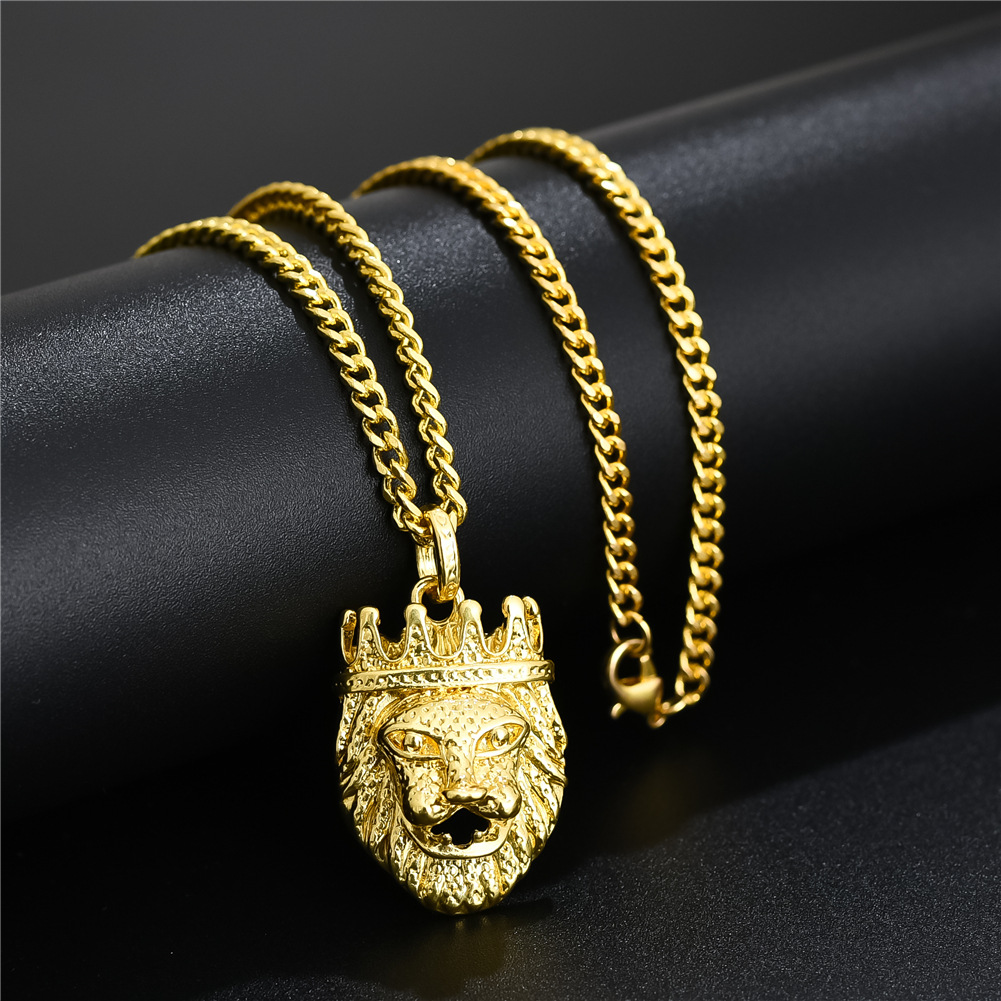 欧美外贸跨境爆款皇冠狮子头项链 时尚男士嘻哈项链饰品
