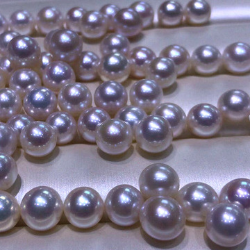 8-10毫米天然淡水珍珠近正圆强光微瑕裸珠散装珍珠-