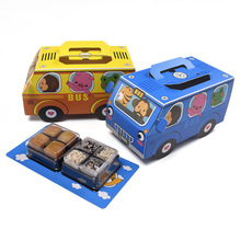 创意卡通小汽车糕点折叠纸盒现货彩色小巴士玩具包装礼品彩盒