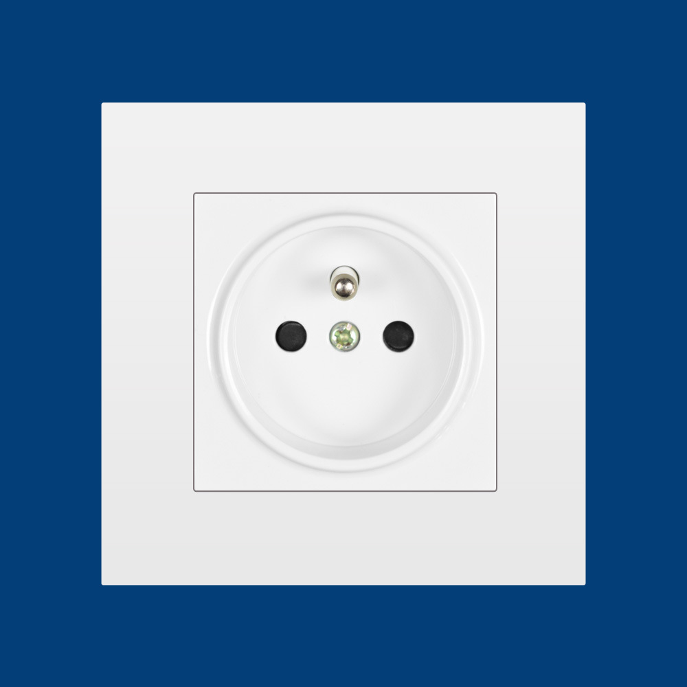 外贸跨境法国法标欧盟欧洲插座16a法式圆2孔2p e插座白色面板86型-阿