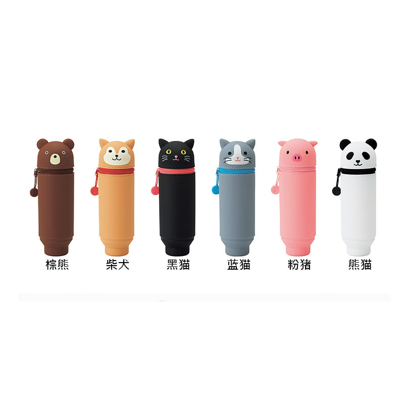 Creative Silicone Pencil Holder Cartoon Student Stationery Pencil Storage Case 3D Cute Retractable Storage Pen Holder