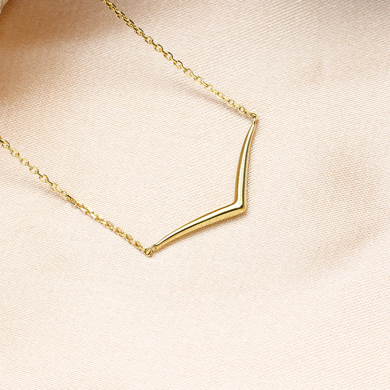 9k金超简约小v型项链锁骨链小众设计网红潮人必备ins日系轻奢项饰