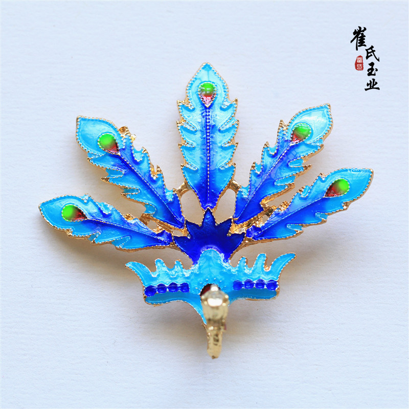 diy饰品配件蓝色凤尾合金滴油仿景泰蓝仿烧蓝点翠掐丝飞凤凰材料