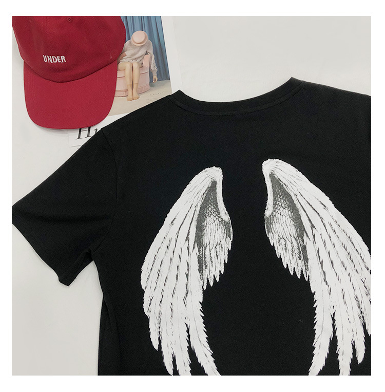 【简放】嘻哈潮牌翅膀t恤女2019宽松中长款短袖女士帅气衣服上衣