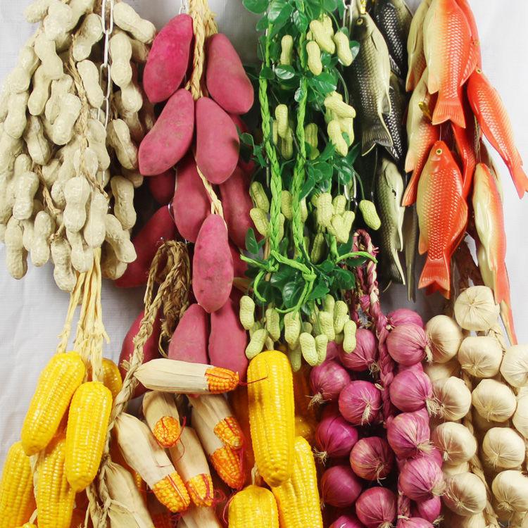 真蔬菜水果挂串玉米辣椒农家乐院餐厅饭店挂件无布料道具